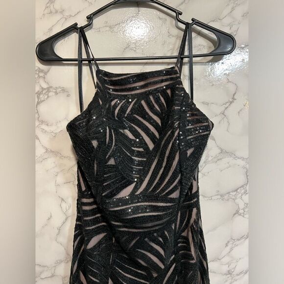 Trixxi Women's Dress Black Square Neck Sequin Formal Evening Size 9 - Picture 4 of 7